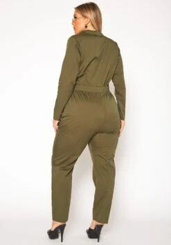 Plus Size Olive Cargo Jumpsuit -Curve Elegance Shop 2019555 125 3