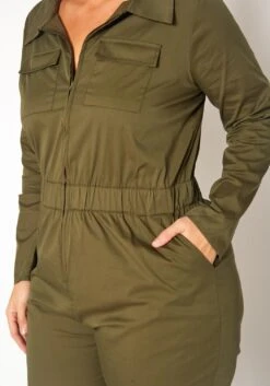 Plus Size Olive Cargo Jumpsuit -Curve Elegance Shop 2019555 125 4