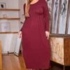 Plus Size Basic Long Sleeve Fit & Flare Maxi Dress 1 Plus Size Basic Long Sleeve Fit & Flare Maxi Dress -Curve Elegance Shop 2019556 111 0