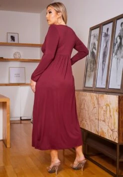 Plus Size Basic Long Sleeve Fit & Flare Maxi Dress -Curve Elegance Shop 2019556 111 3