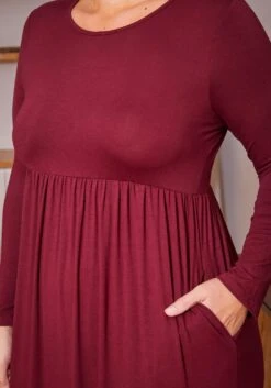 Plus Size Basic Long Sleeve Fit & Flare Maxi Dress -Curve Elegance Shop 2019556 111 4