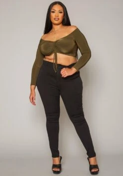 Vibrant Plus Size High Waist Black Denim Skinny Jean