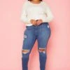 Vibrant Plus Size Distressed Skinny Denim Jeans -Curve Elegance Shop 2019591 938 1