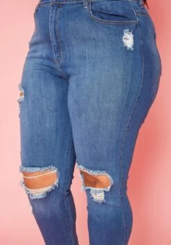 Vibrant Plus Size Distressed Skinny Denim Jeans -Curve Elegance Shop 2019591 938 4