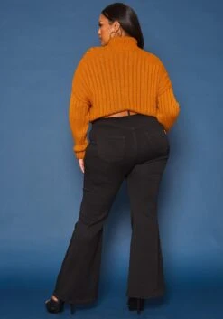 Vibrant Plus Size Bell Bottom Black Denim Jean -Curve Elegance Shop 2019592 001 3