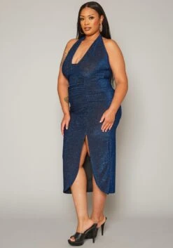 Plus Size Shimmer Halter Neck Bodycon Dress -Curve Elegance Shop 2019615 003 2