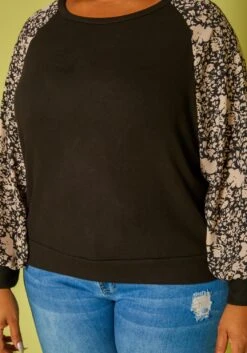 Plus Size Floral Printed Long Sleeve Shirt -Curve Elegance Shop 2019626 001 4