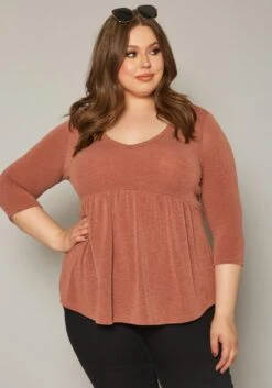 Plus Size Long Sleeve Flare Shirt -Curve Elegance Shop 2019640 162 0