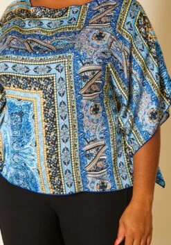 Plus Size Paisley Print Dolman Sleeve Top -Curve Elegance Shop 2019651 003 3