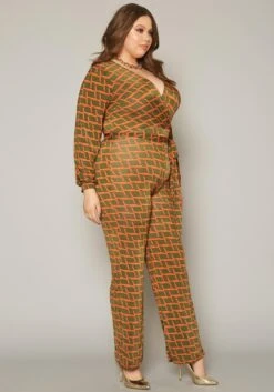 Plus Size Grid Plaid Flare Jumpsuit -Curve Elegance Shop 2019768 001 2