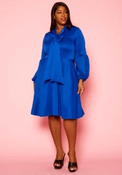 Plus Size Bow Collar Fit & Flare Mini Dress -Curve Elegance Shop 2019773 003 2