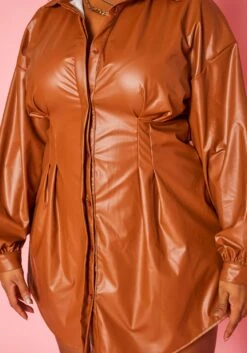 Plus Size Faux Leather Collar Mini Dress -Curve Elegance Shop 2019782 001 4