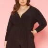 Plus Size V Neck Long Sleeve Romper -Curve Elegance Shop 2019856 001 0