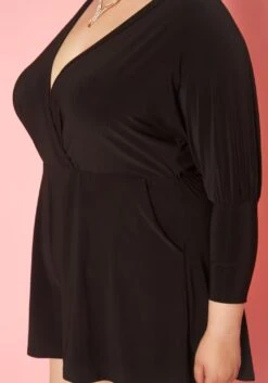 Plus Size V Neck Long Sleeve Romper -Curve Elegance Shop 2019856 001 4