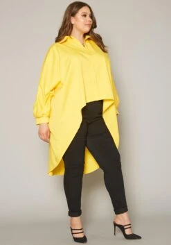 Plus Size Collar Neck High Low Shirt -Curve Elegance Shop 2019858 001 2