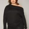 Plus Size Asymmetric Cold Shoulder Long Sleeve Top -Curve Elegance Shop 2019863 001 1