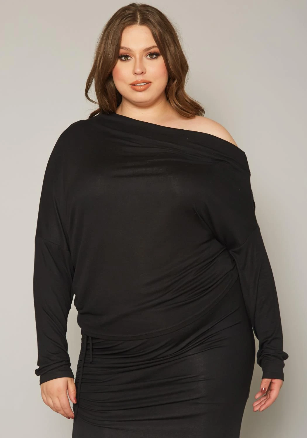 Plus Size Asymmetric Cold Shoulder Long Sleeve Top 3 Plus Size Asymmetric Cold Shoulder Long Sleeve Top
