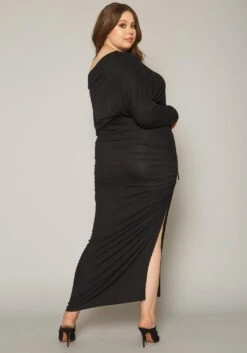 Plus Size Drawstring Hem High Waist Maxi Skirt -Curve Elegance Shop 2019864 001 3