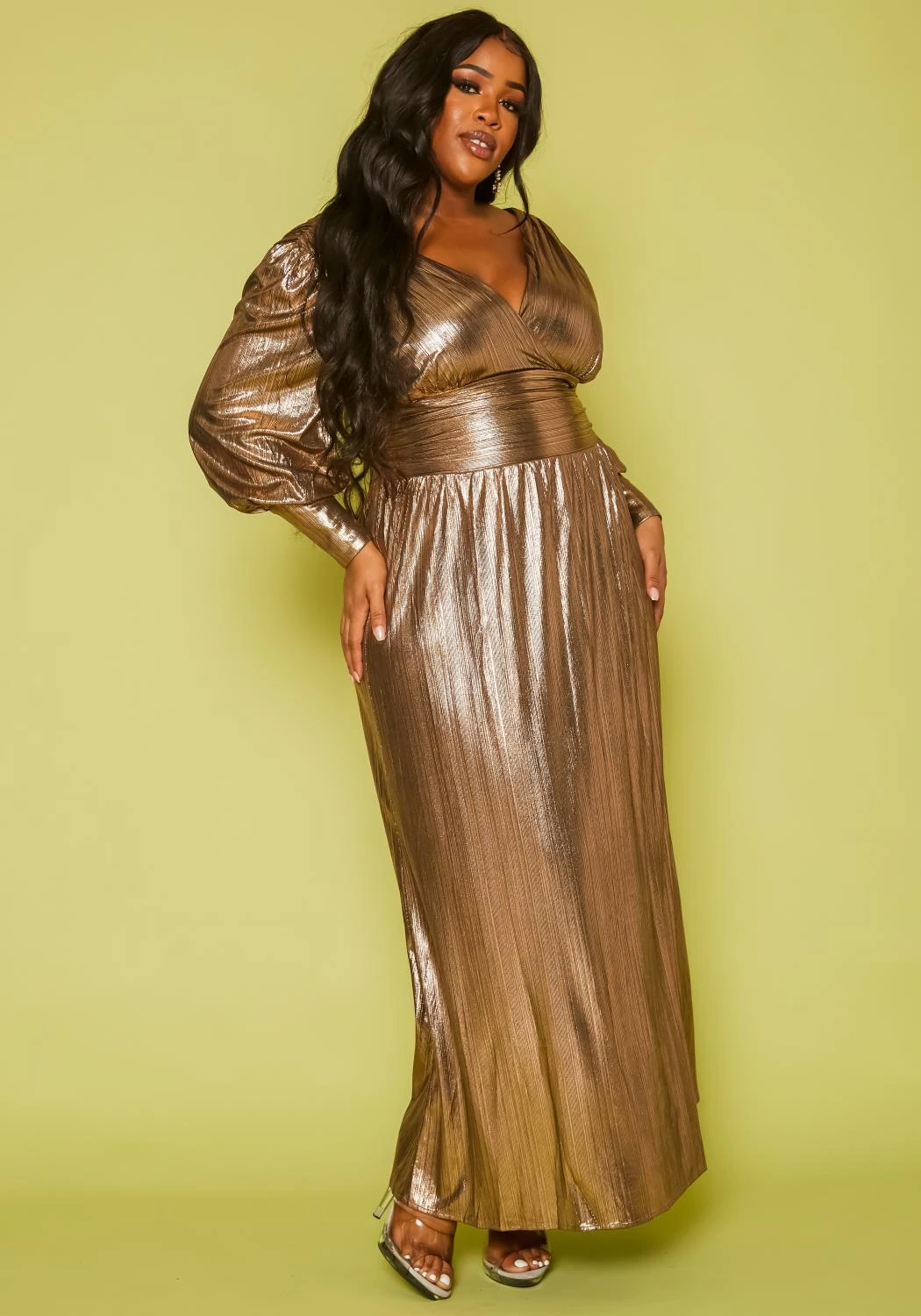 Plus Size Bronze Flare Maxi Dress 5 Plus Size Bronze Flare Maxi Dress - Image 3