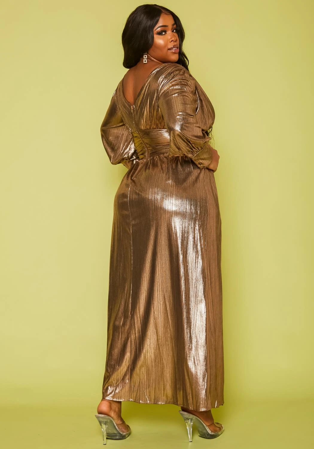 Plus Size Bronze Flare Maxi Dress 6 Plus Size Bronze Flare Maxi Dress - Image 4