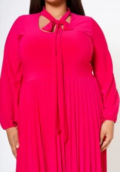 Plus Size Bow Collar Pleated Fit & Flare Dress -Curve Elegance Shop 2019881 006 5