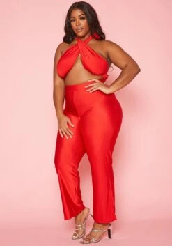 Plus Size Halter Neck Flare Jumpsuit -Curve Elegance Shop 2019903 001 2