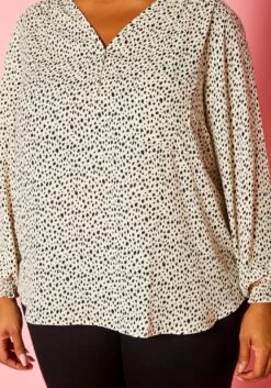 Plus Size V Neck Spotted Blouse -Curve Elegance Shop 2019926 002 4