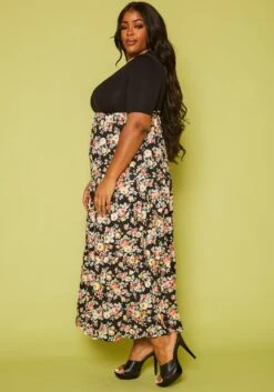 Plus Size Floral Print Flare Maxi Dress -Curve Elegance Shop 2019938 001 2