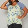 Plus Size Floral Print Twist Hem Shirt -Curve Elegance Shop 2019939 001 1