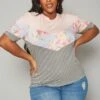 Plus Size Multi Print Short Sleeve Shirt -Curve Elegance Shop 2019941 001 0