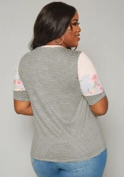 Plus Size Multi Print Short Sleeve Shirt -Curve Elegance Shop 2019941 001 3