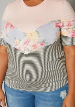 Plus Size Multi Print Short Sleeve Shirt -Curve Elegance Shop 2019941 001 4