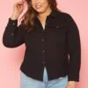 Plus Size Collar Neck Button Up Shirt