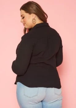 Plus Size Collar Neck Button Up Shirt -Curve Elegance Shop 2019950 001 3
