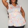 Plus Size Floral Print Flare Top -Curve Elegance Shop 2019952 001 1