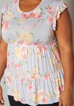 Plus Size Floral Print Flare Top -Curve Elegance Shop 2019952 001 4