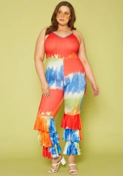 Plus Size Tie Dye Tiered Flare Jumpsuit -Curve Elegance Shop 2019961 001 1