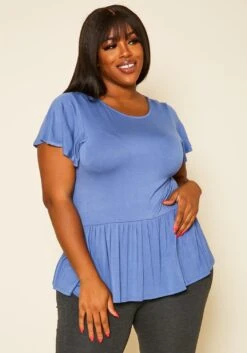 Plus Size Embroidered Peplum Top