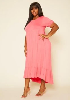 Plus Size Short Sleeve Flare Maxi Dress -Curve Elegance Shop 2019976 002 3