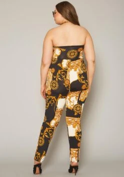 Plus Size Brocade Print Tube Jumpsuit -Curve Elegance Shop 2020000 001 3