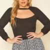 Plus Size Cut Out Long Sleeve Top -Curve Elegance Shop 2020093 001 0