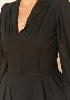 Plus Size Corset Hem Long Sleeve Top -Curve Elegance Shop 2020109 001 4