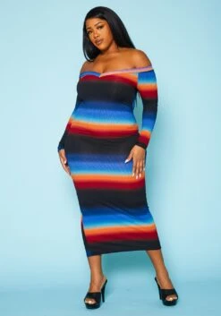 Plus Size Gradient Print Bodycon Maxi Dress -Curve Elegance Shop 2020113 002 2