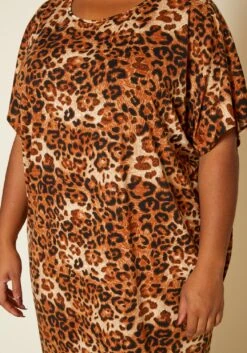 Asoph Plus Size Leapord Print Midi Lounge Dress With Headscarf -Curve Elegance Shop 2020139 001 5
