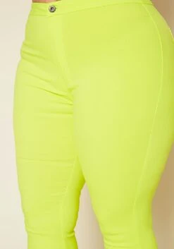 Plus Size Neon Yellow High Waist Skinny Jeans -Curve Elegance Shop 2020200 001 4