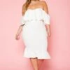 Plus Size Off Shoulder Ruffle Hem Midi Dress -Curve Elegance Shop 2020207 001 1