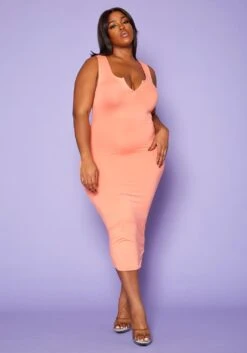 Plus Size Casual Bodycon Midi Tank Dress