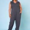 Plus Size V-Neck Harem Jumpsuit -Curve Elegance Shop 2020320 005 0