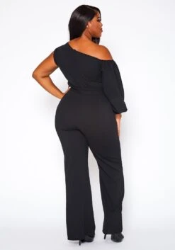 Plus Size One Sleeve Asymmetrical One Shoulder Jumpsuit -Curve Elegance Shop 2020329 003 4