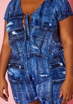 Plus Size Faux Denim Pattern Romper -Curve Elegance Shop 2020335 001 5